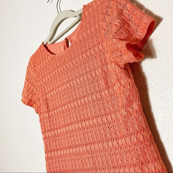 Abercrombie & Fitch Lace Crochet Mini Dress in Coral - Size Small - Picture 2 of 7